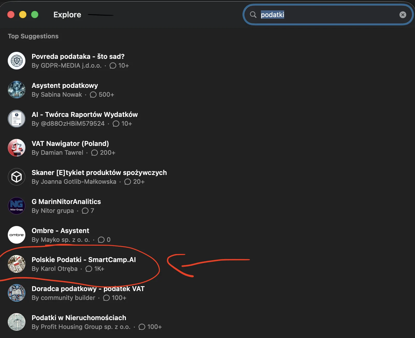 Custom GPT Assistants screenshot