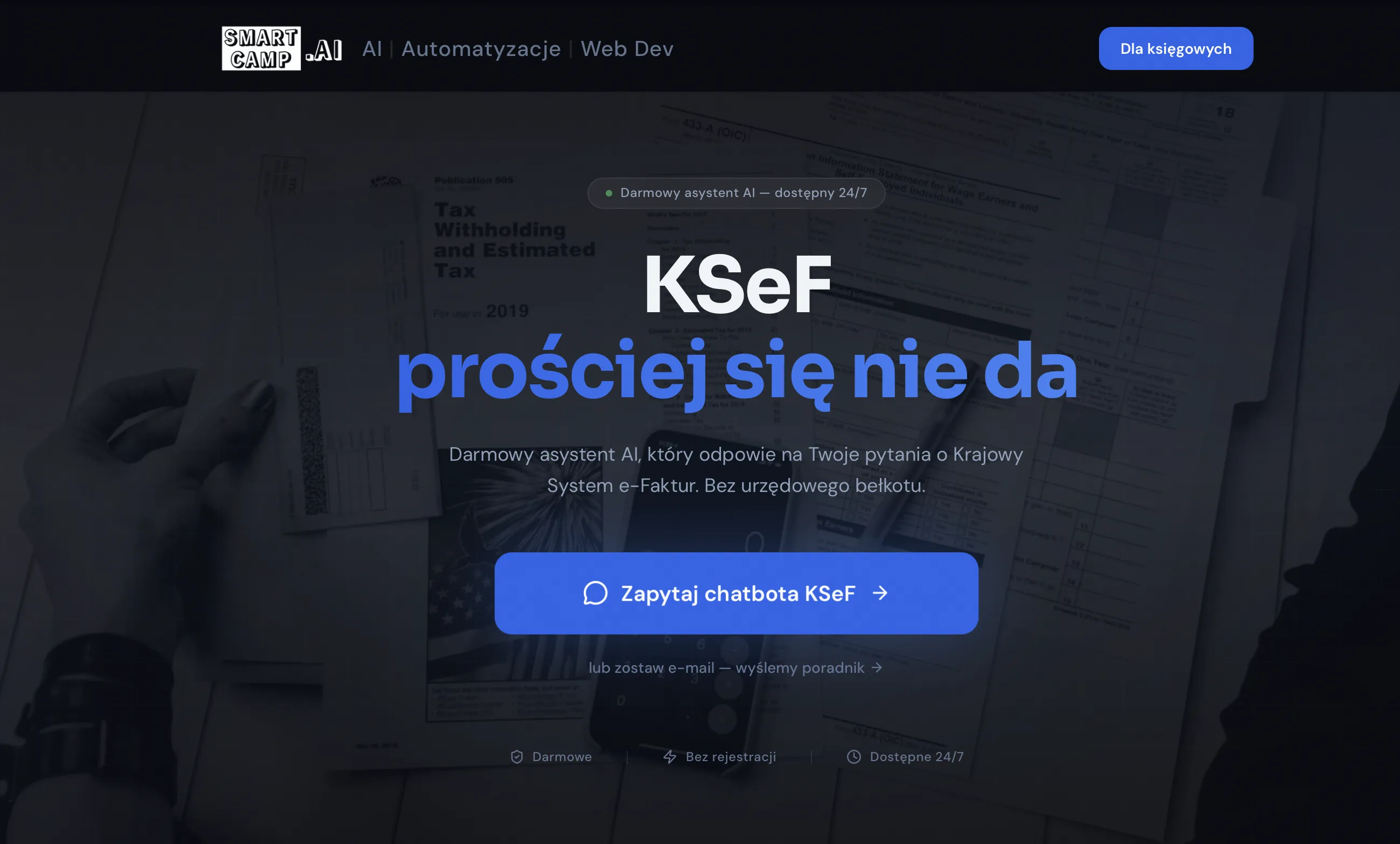 KSeF AI Chatbot Landing screenshot